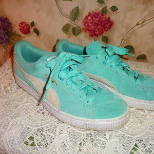 PUMA Women Casual Sneakers Vikky Aqua Green Suede Size US as 6.5